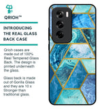 Turquoise Geometrical Marble Glass Case for Oppo Reno 12 5G
