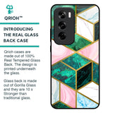 Seamless Green Marble Glass Case for Oppo Reno 12 5G
