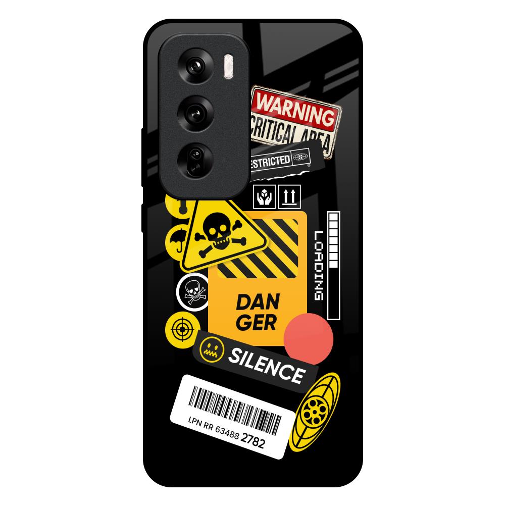 Danger Signs Oppo Reno 12 Pro 5G Glass Back Cover Online