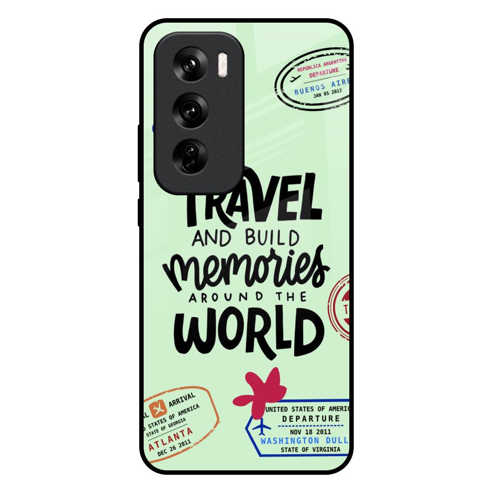 Travel Stamps Oppo Reno 12 Pro 5G Glass Back Cover Online