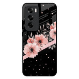 Floral Black Band Oppo Reno 12 Pro 5G Glass Back Cover Online