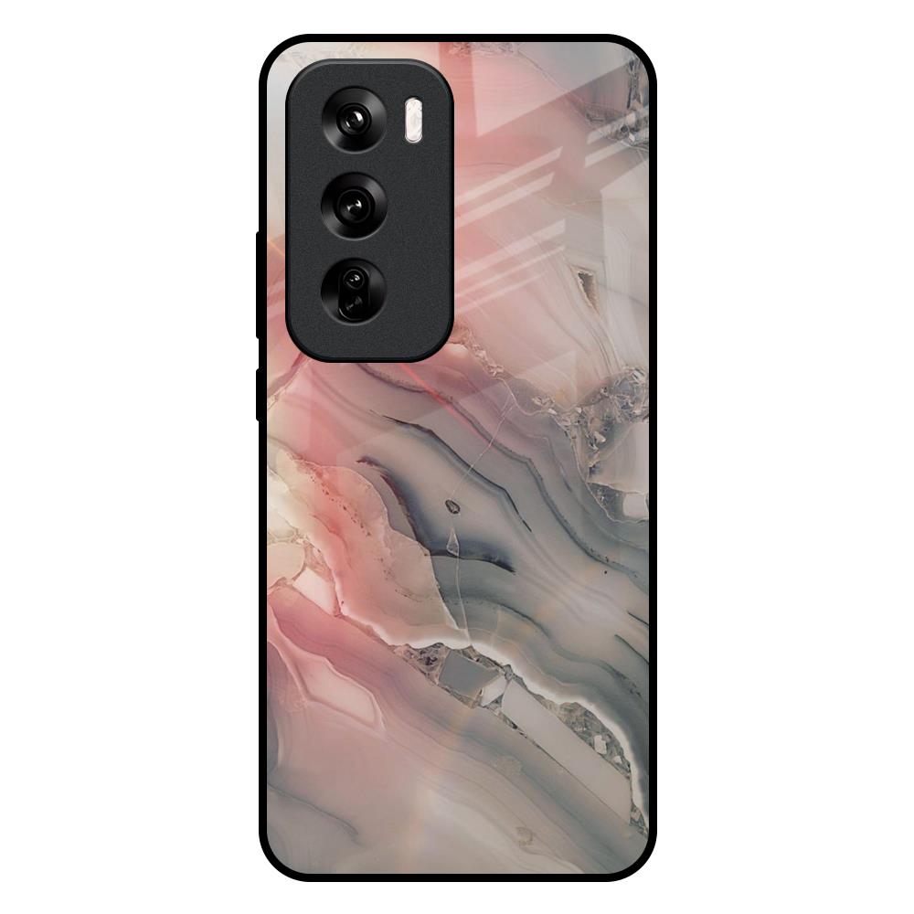Pink And Grey Marble Oppo Reno 12 Pro 5G Glass Back Cover Online