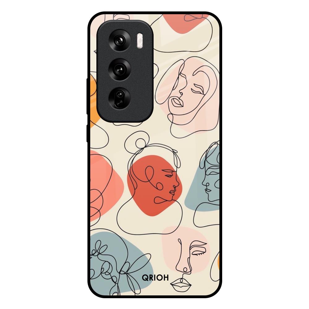 Abstract Faces Oppo Reno 12 Pro 5G Glass Back Cover Online