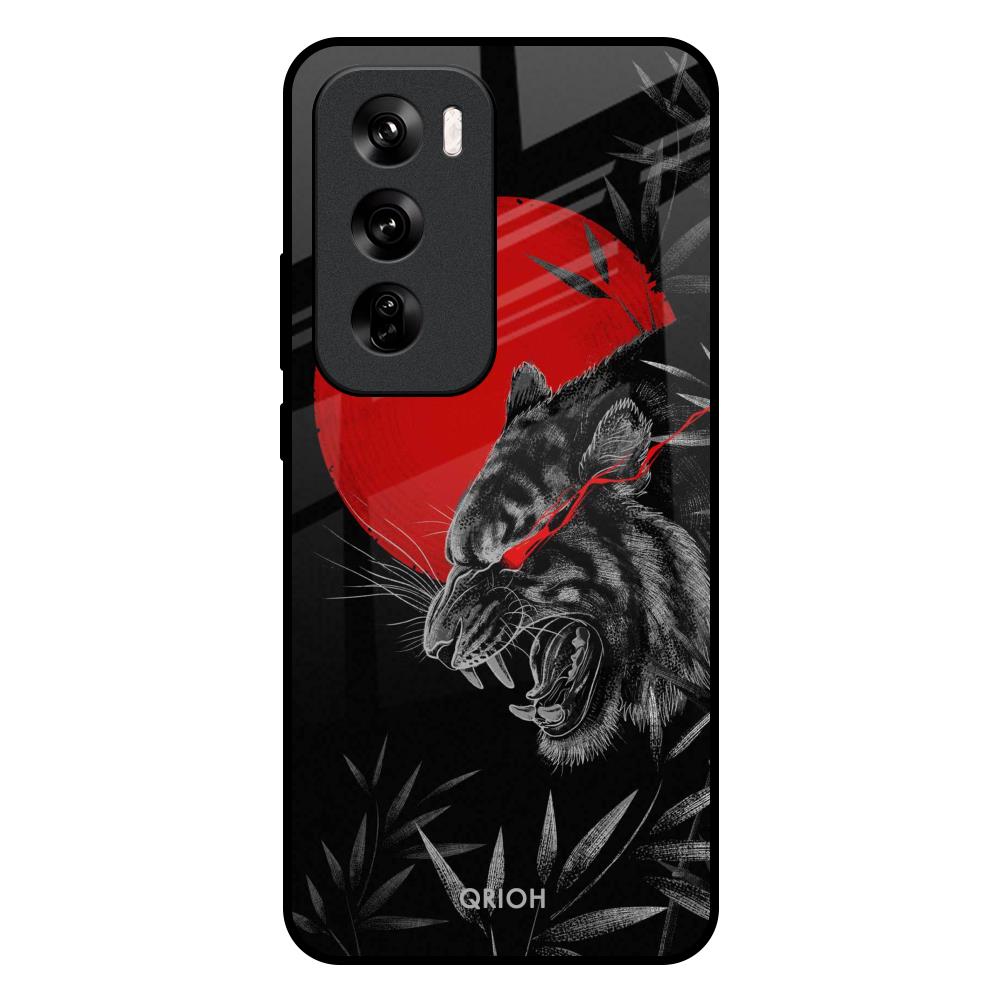 Red Moon Tiger Oppo Reno 12 Pro 5G Glass Back Cover Online
