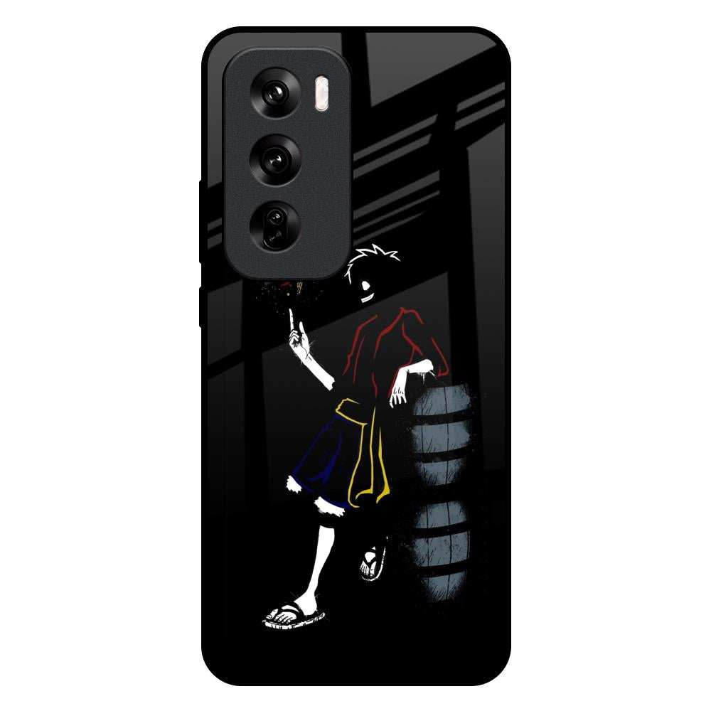 Luffy Line Art Oppo Reno 12 Pro 5G Glass Back Cover Online