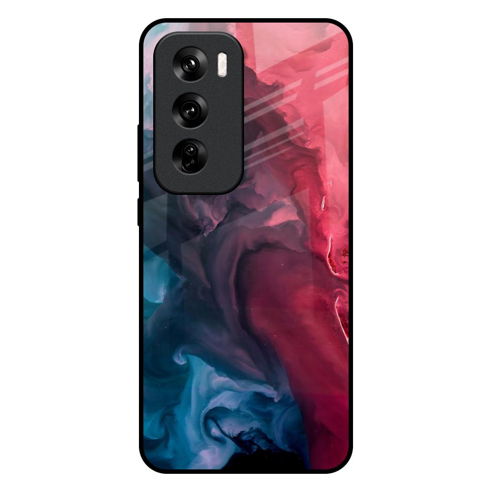 Blue & Red Smoke Oppo Reno 12 Pro 5G Glass Back Cover Online
