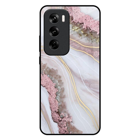 Pink & Gold Gllitter Marble Oppo Reno 12 Pro 5G Glass Back Cover Online