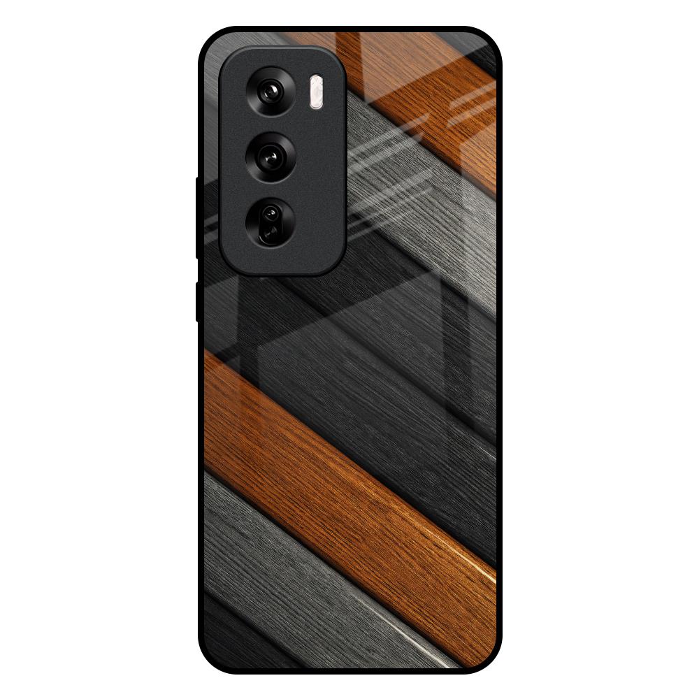 Tri Color Wood Oppo Reno 12 Pro 5G Glass Back Cover Online