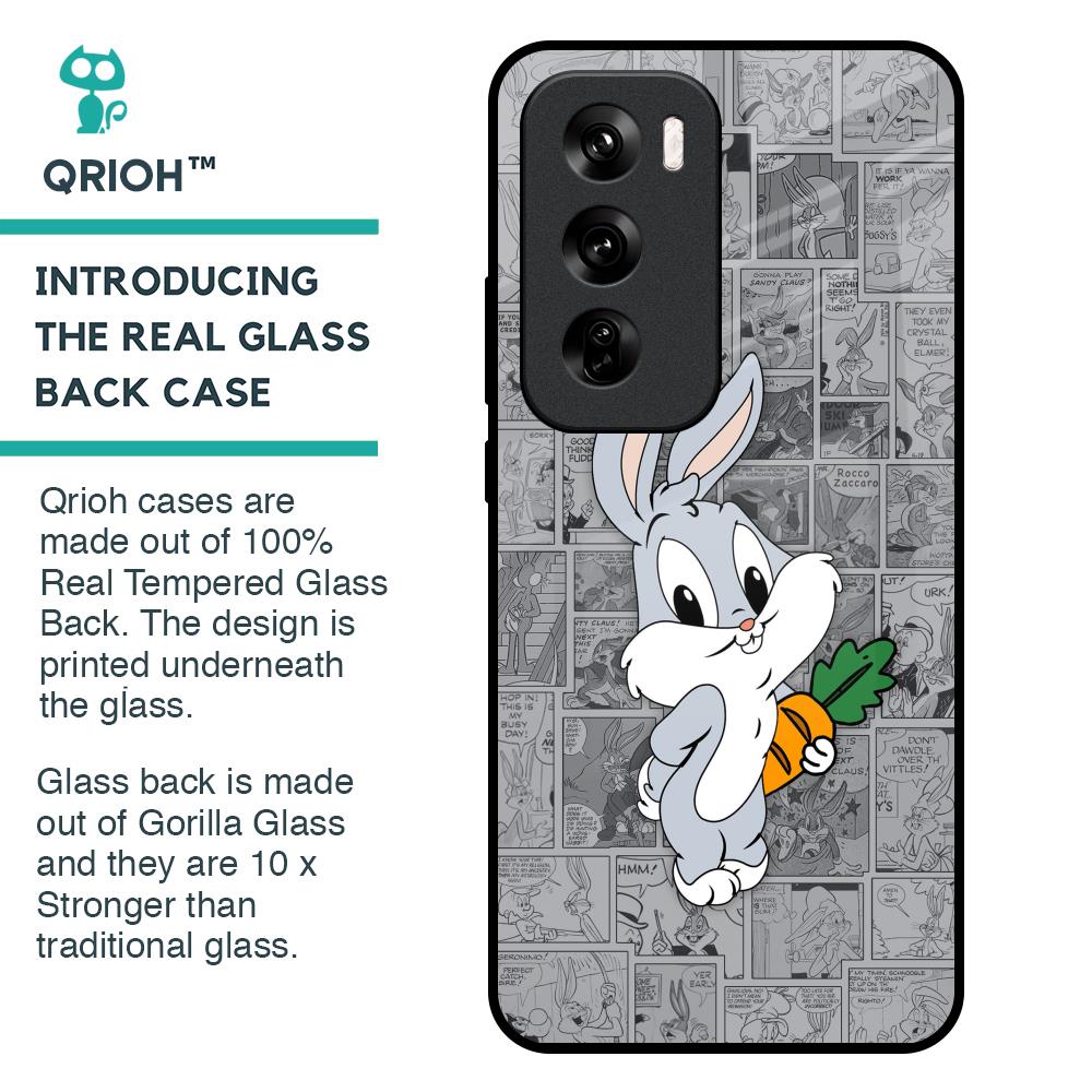Cute Baby Bunny Glass Case for Oppo Reno 12 Pro 5G