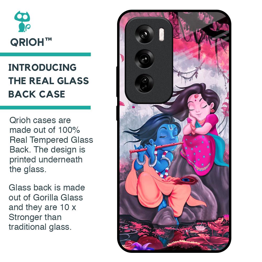 Radha Krishna Art Glass Case for Oppo Reno 12 Pro 5G