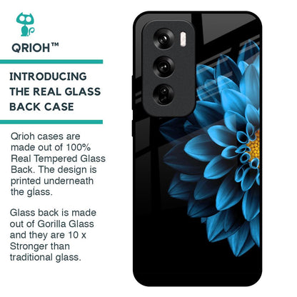 Half Blue Flower Glass Case for Oppo Reno 12 Pro 5G