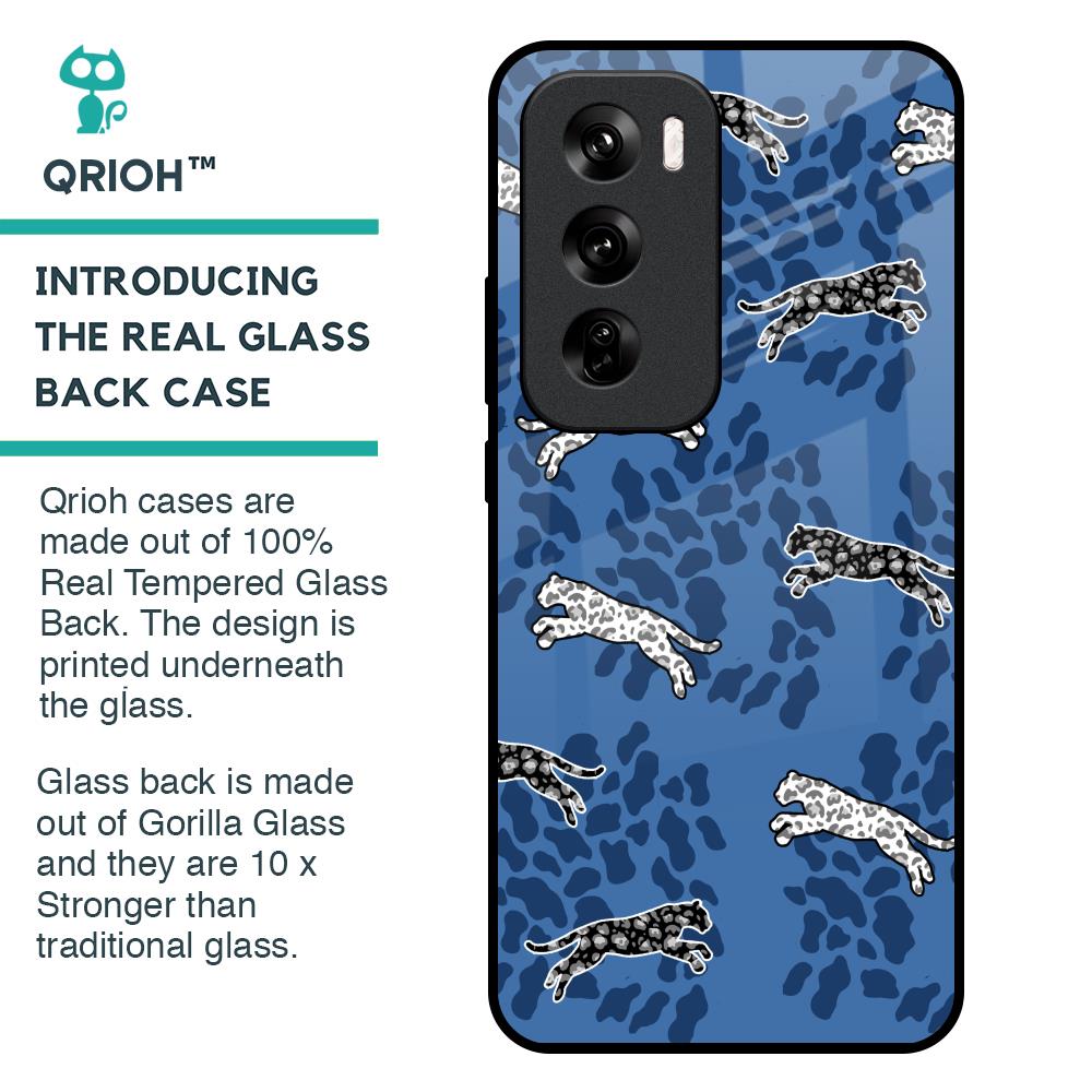 Blue Cheetah Glass Case for Oppo Reno 12 Pro 5G