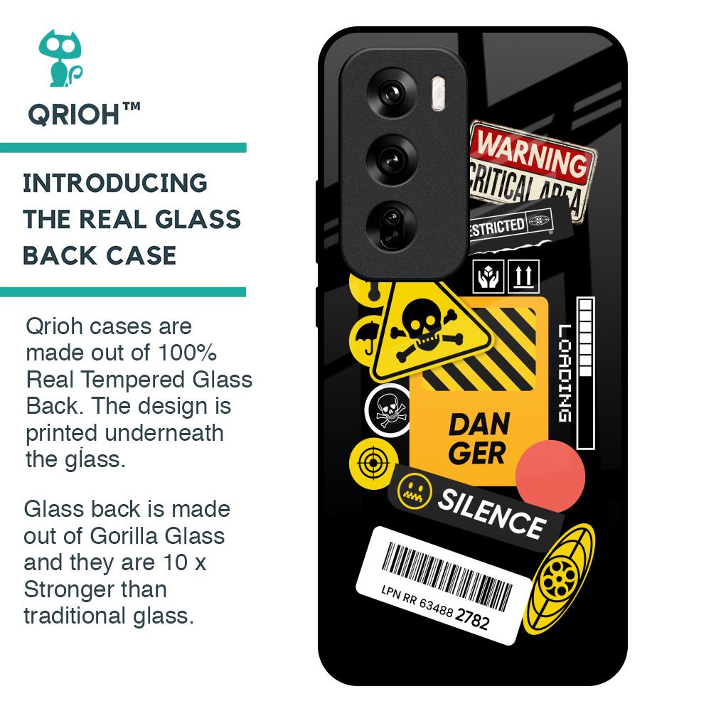 Danger Signs Glass Case for Oppo Reno 12 Pro 5G