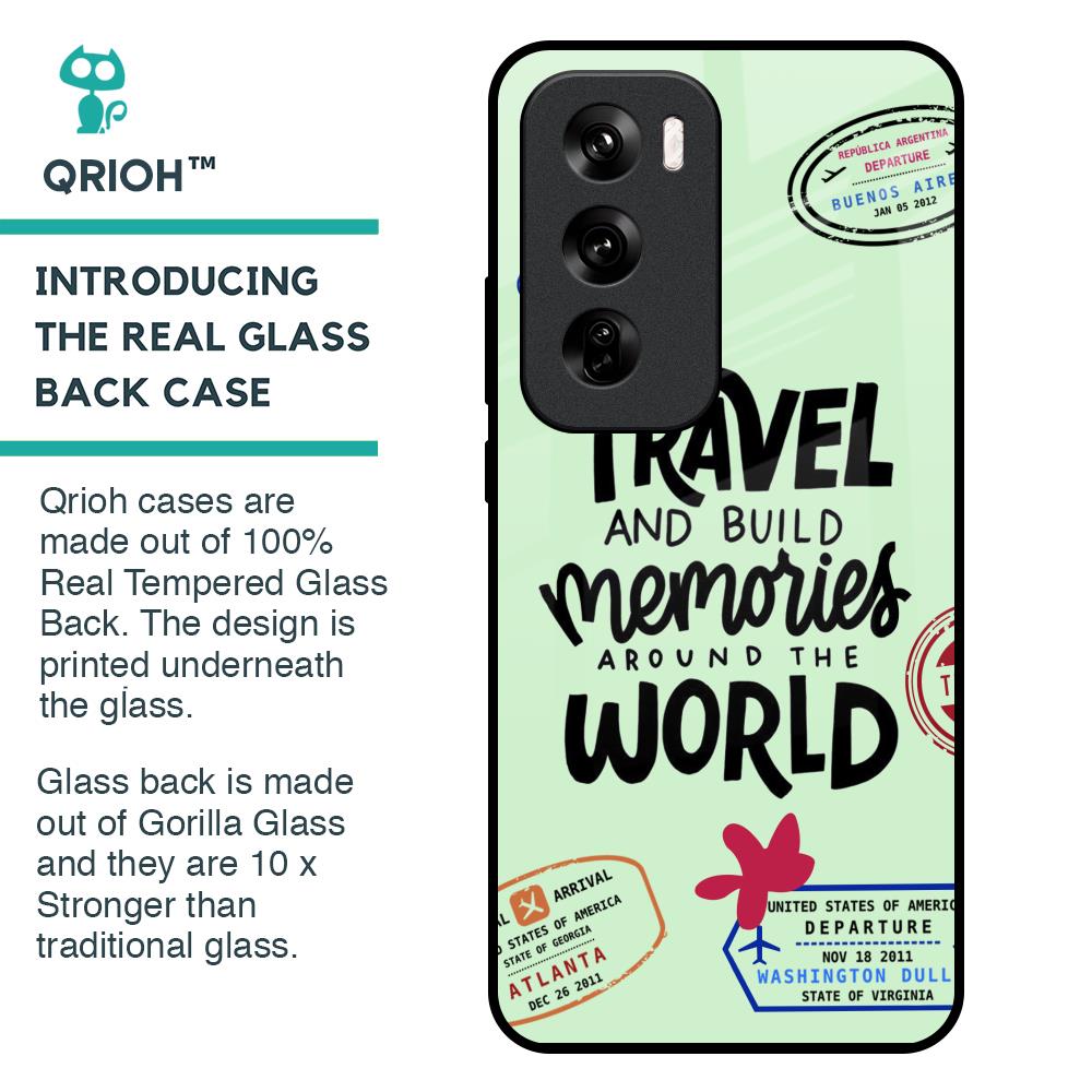 Travel Stamps Glass Case for Oppo Reno 12 Pro 5G