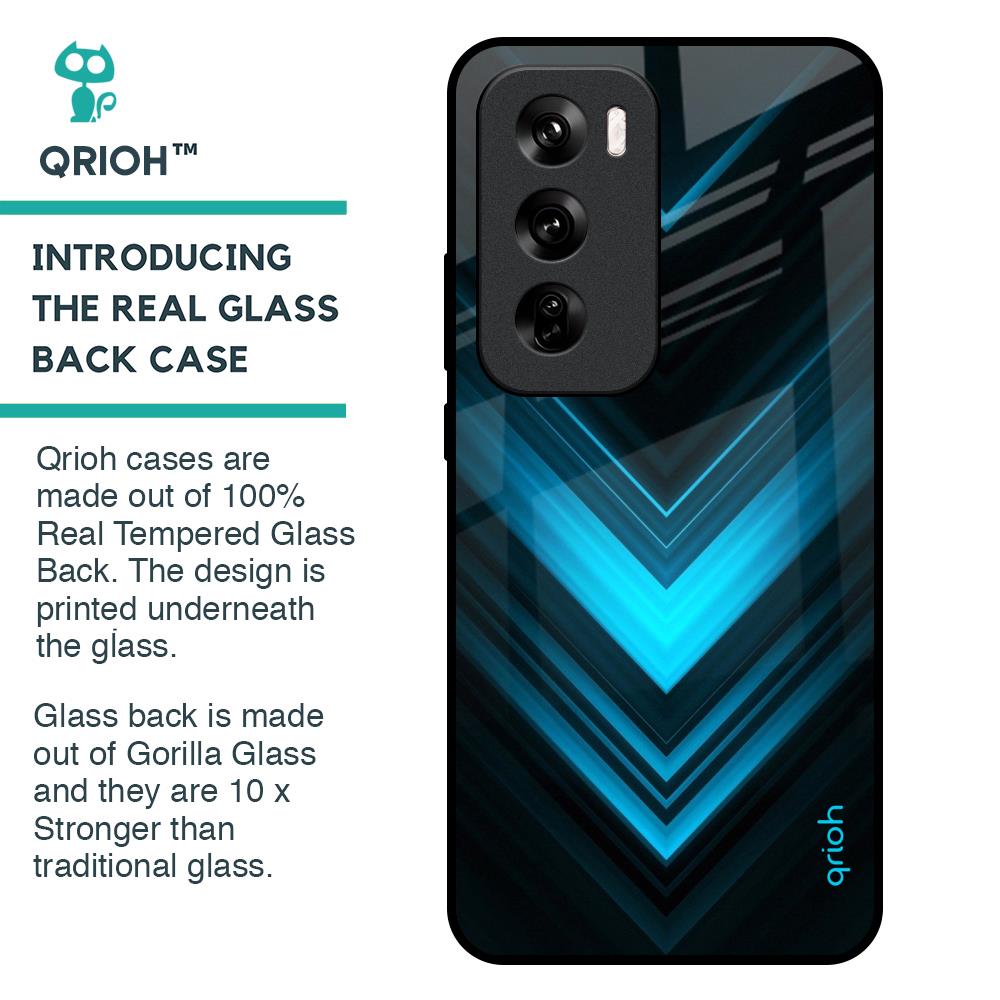 Vertical Blue Arrow Glass Case For Oppo Reno 12 Pro 5G