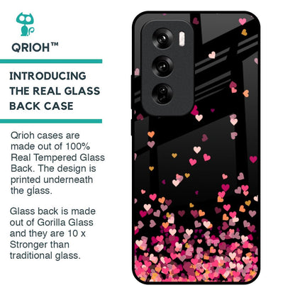 Heart Rain Fall Glass Case For Oppo Reno 12 Pro 5G