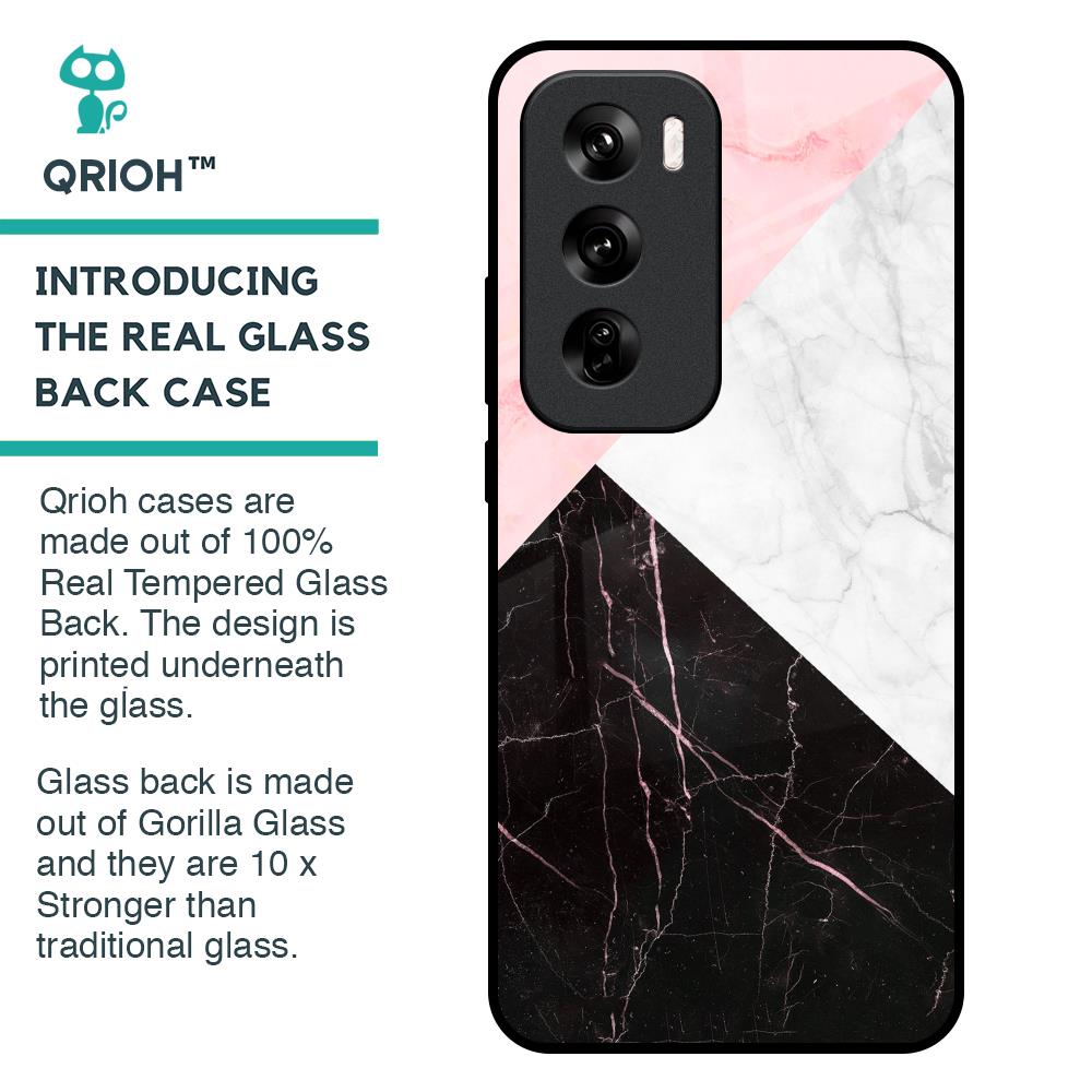 Marble Collage Art Glass Case For Oppo Reno 12 Pro 5G