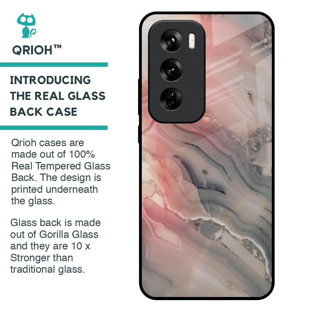 Pink And Grey Marble Glass Case For Oppo Reno 12 Pro 5G