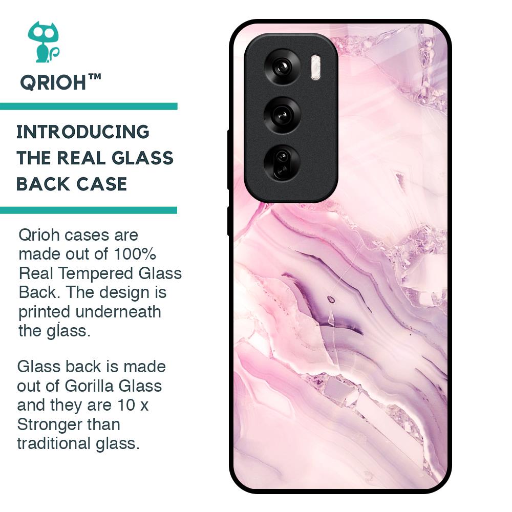 Diamond Pink Gradient Glass Case For Oppo Reno 12 Pro 5G