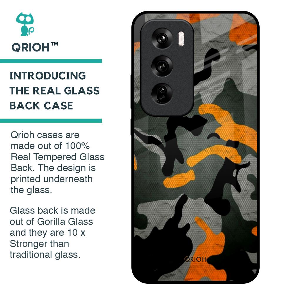 Camouflage Orange Glass Case For Oppo Reno 12 Pro 5G
