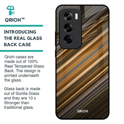 Diagonal Slash Pattern Glass Case for Oppo Reno 12 Pro 5G