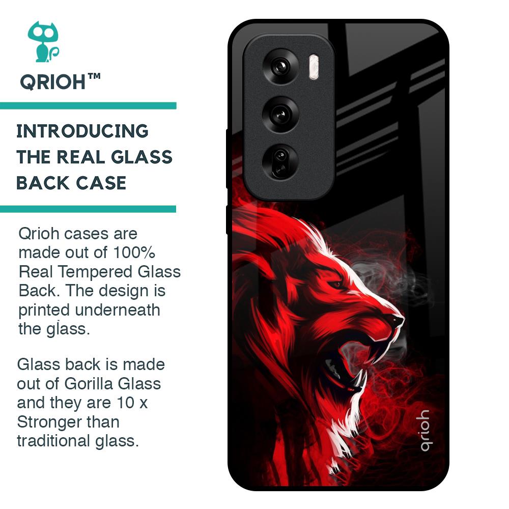 Red Angry Lion Glass Case for Oppo Reno 12 Pro 5G