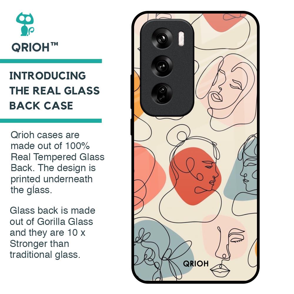 Abstract Faces Glass Case for Oppo Reno 12 Pro 5G