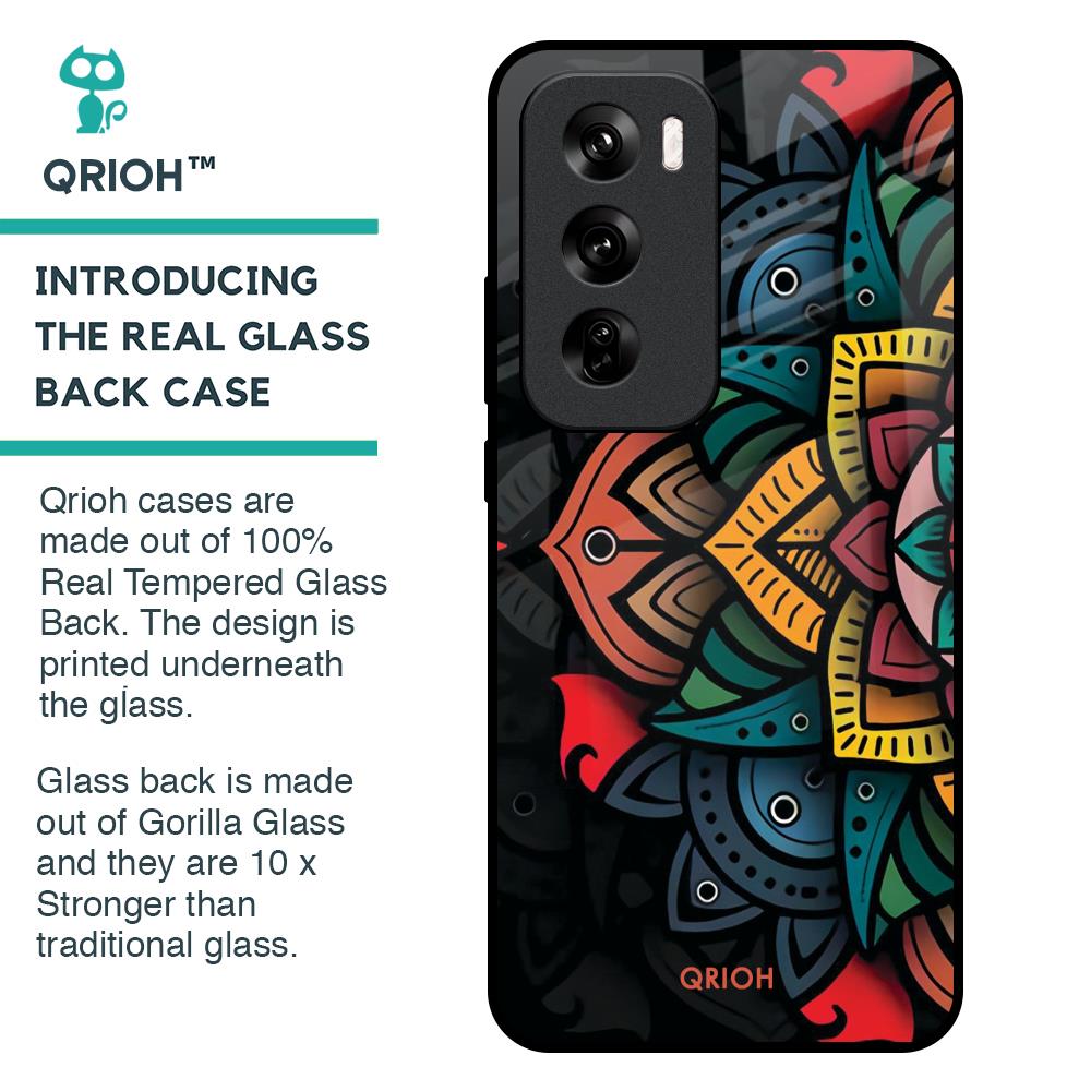 Retro Gorgeous Flower Glass Case for Oppo Reno 12 Pro 5G