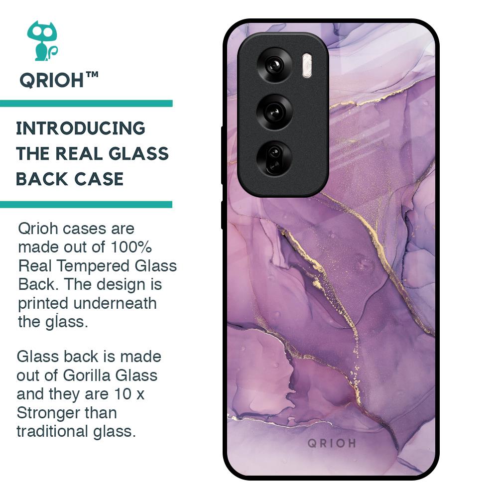 Purple Gold Marble Glass Case for Oppo Reno 12 Pro 5G