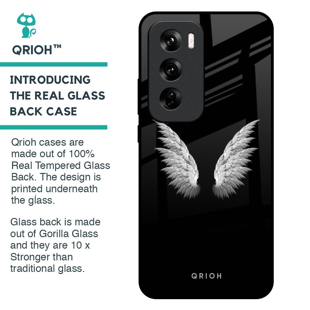 White Angel Wings Glass Case for Oppo Reno 12 Pro 5G
