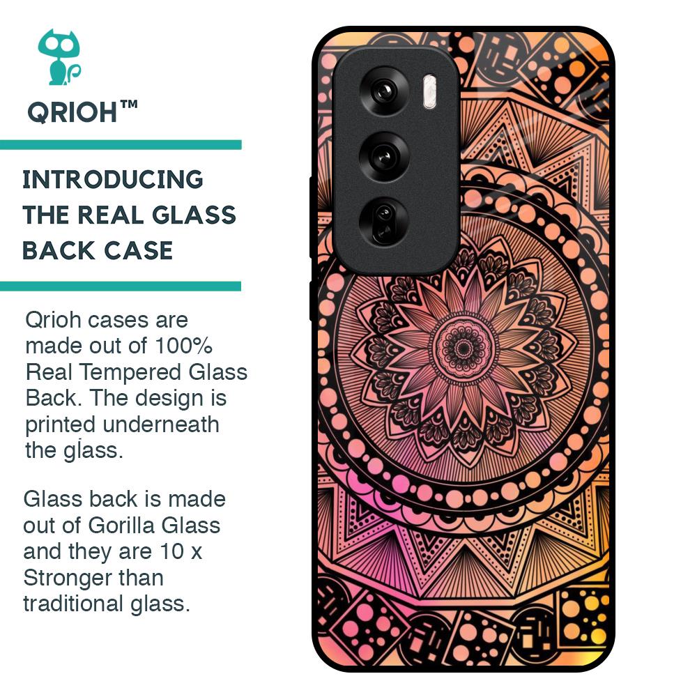 Floral Mandala Glass Case for Oppo Reno 12 Pro 5G