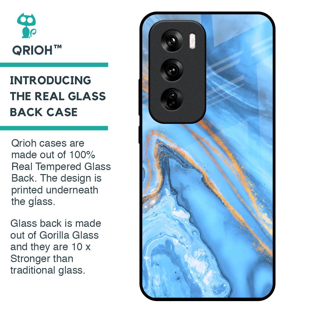 Vibrant Blue Marble Glass Case for Oppo Reno 12 Pro 5G