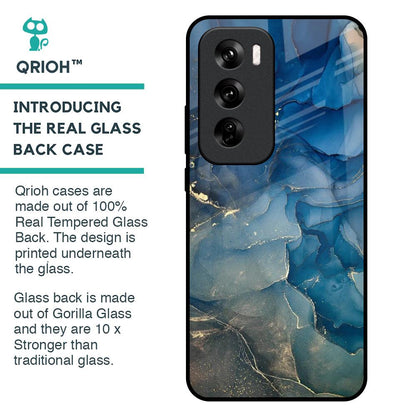 Blue Cool Marble Glass Case for Oppo Reno 12 Pro 5G