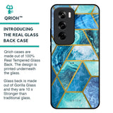 Turquoise Geometrical Marble Glass Case for Oppo Reno 12 Pro 5G