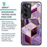 Purple Rhombus Marble Glass Case for Oppo Reno 12 Pro 5G