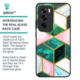 Seamless Green Marble Glass Case for Oppo Reno 12 Pro 5G
