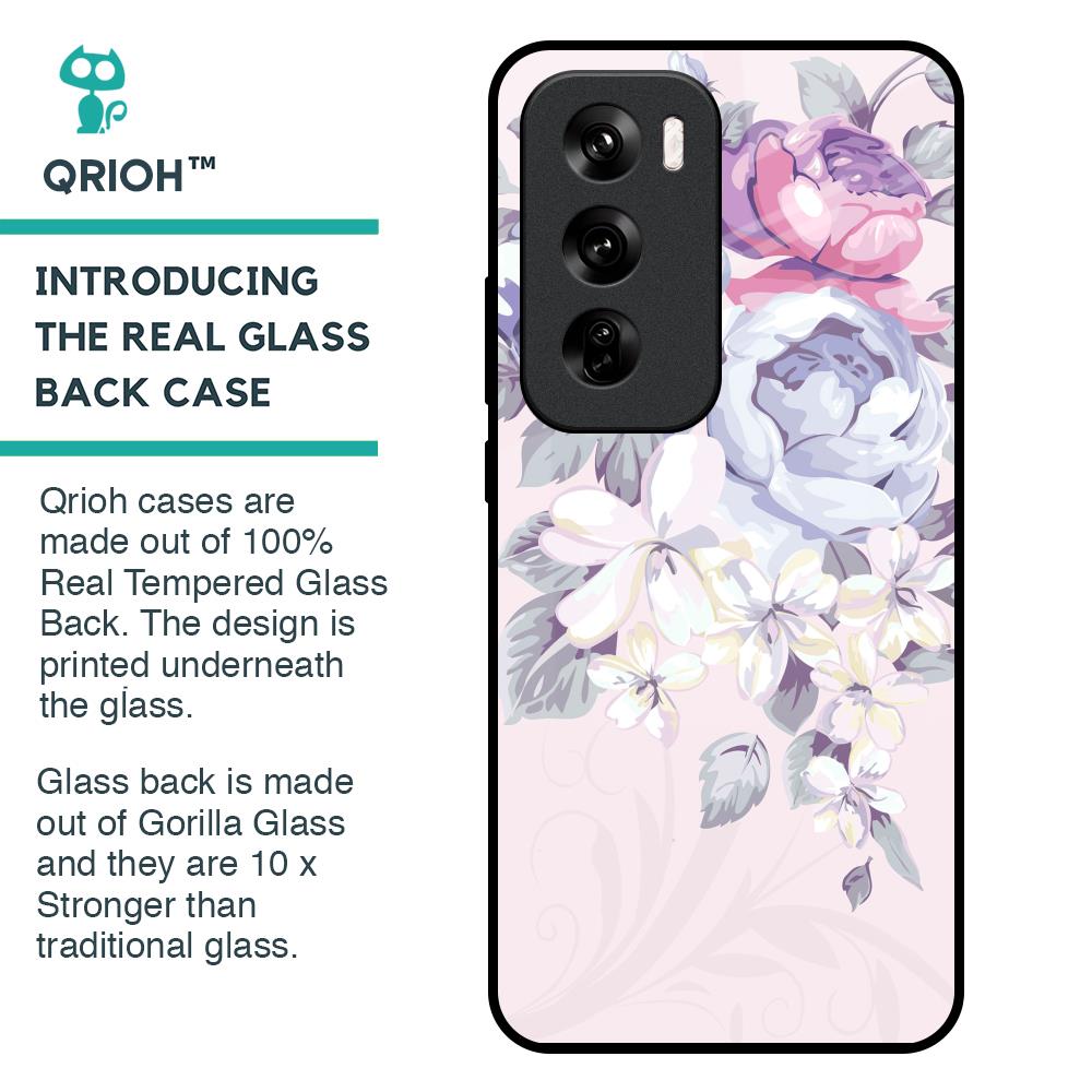 Elegant Floral Glass Case for Oppo Reno 12 Pro 5G