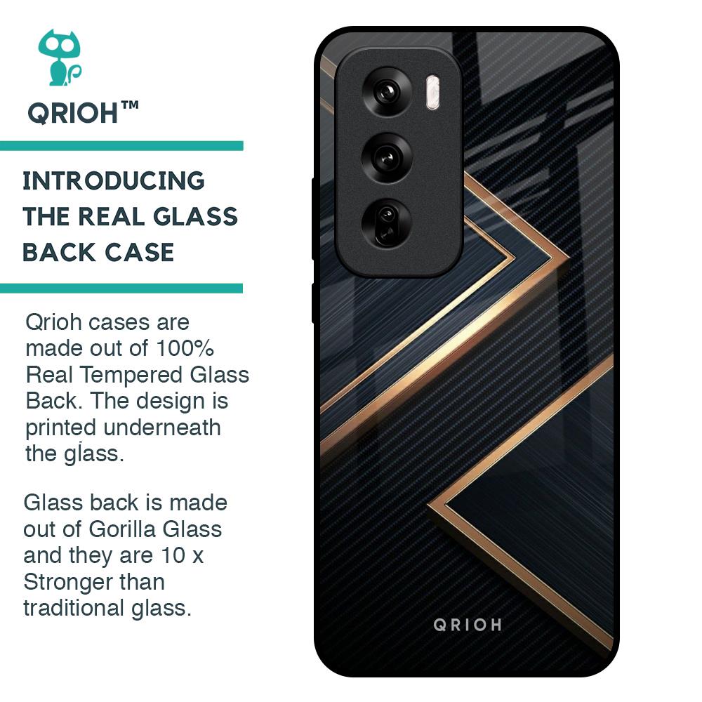 Sleek Golden & Navy Glass Case for Oppo Reno 12 Pro 5G