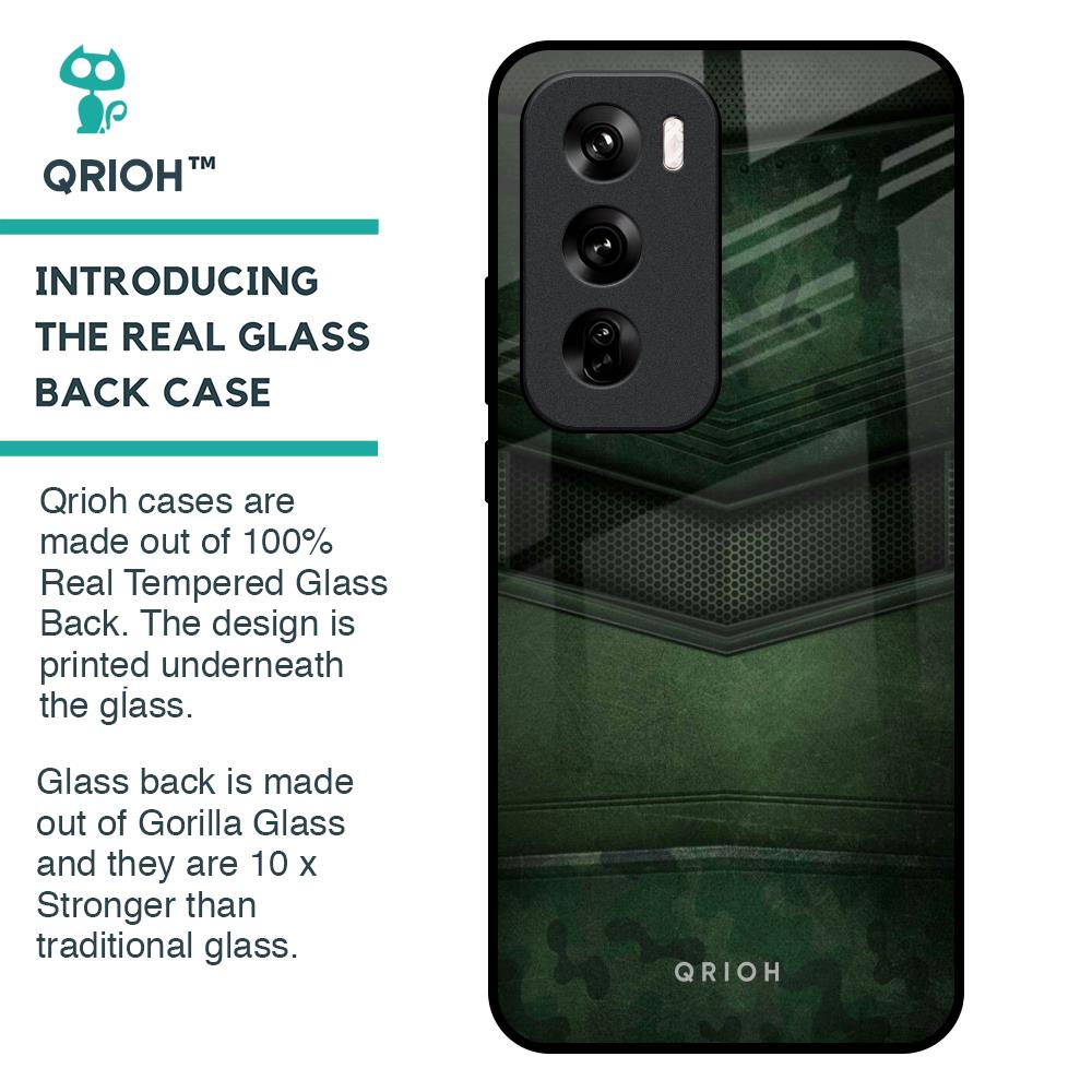 Green Leather Glass Case for Oppo Reno 12 Pro 5G
