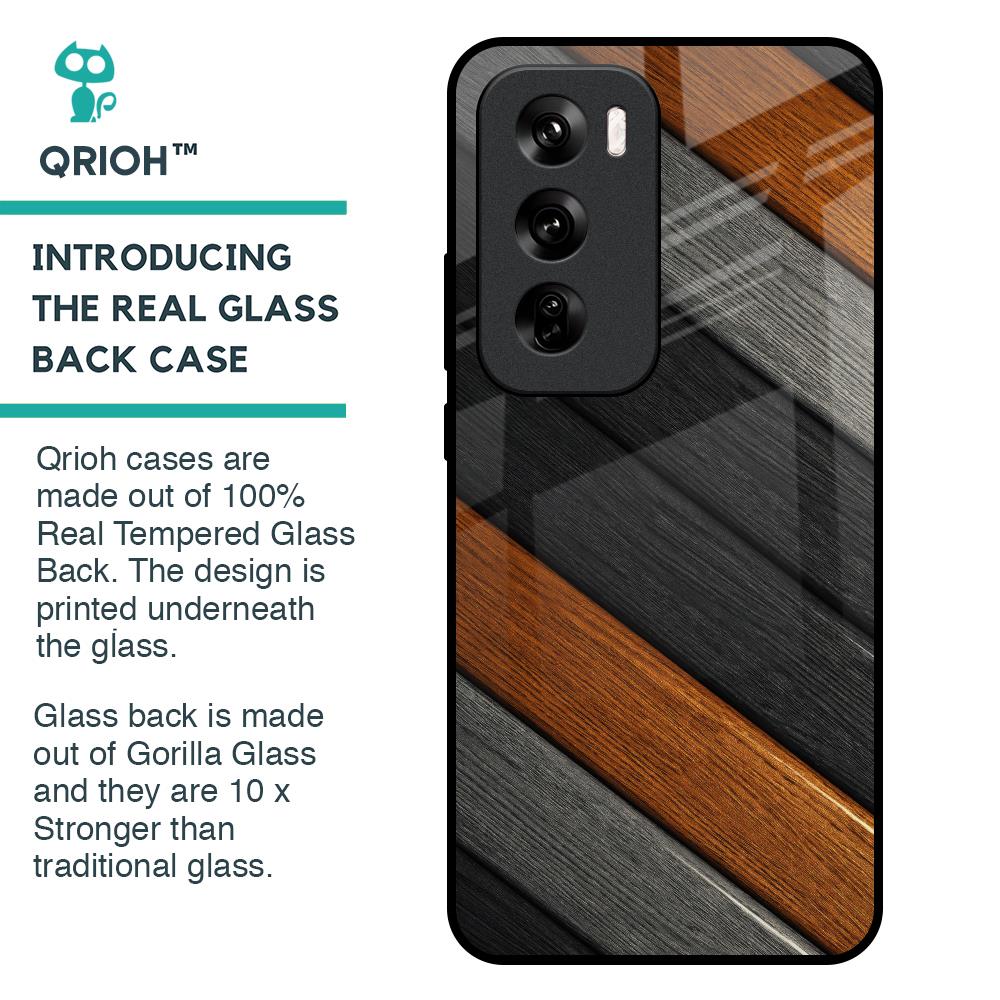 Tri Color Wood Glass Case for Oppo Reno 12 Pro 5G