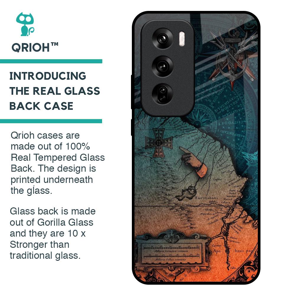 Geographical Map Glass Case for Oppo Reno 12 Pro 5G