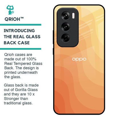 Orange Curve Pattern Glass Case for Oppo Reno 12 Pro 5G