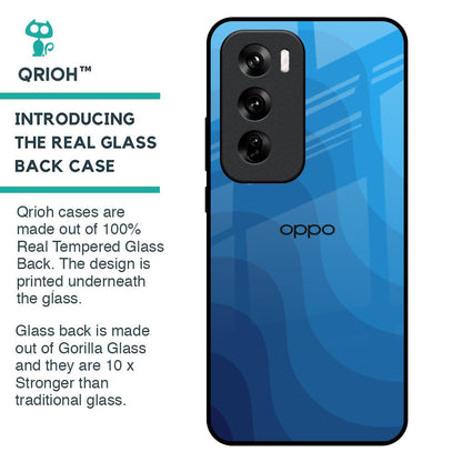 Blue Wave Abstract Glass Case for Oppo Reno 12 Pro 5G
