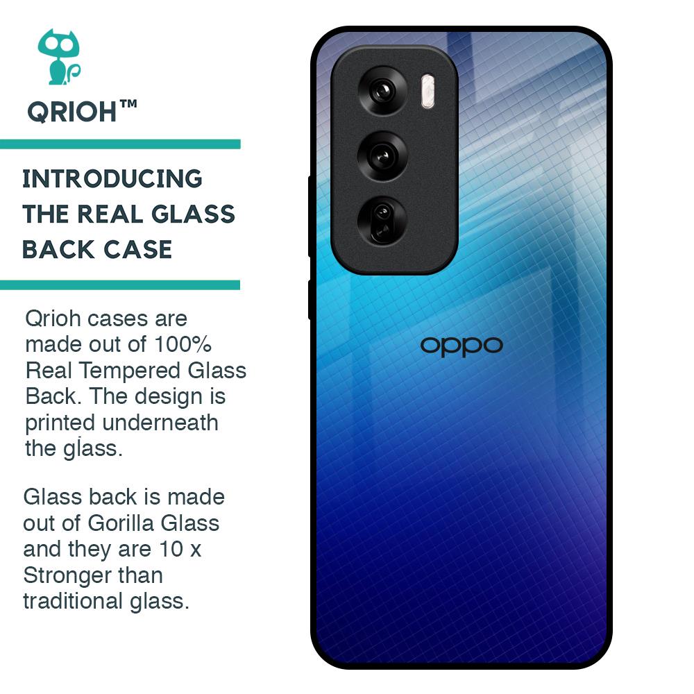 Blue Rhombus Pattern Glass Case for Oppo Reno 12 Pro 5G