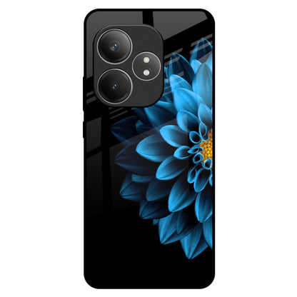 Half Blue Flower Realme GT 6 5G Glass Back Cover Online