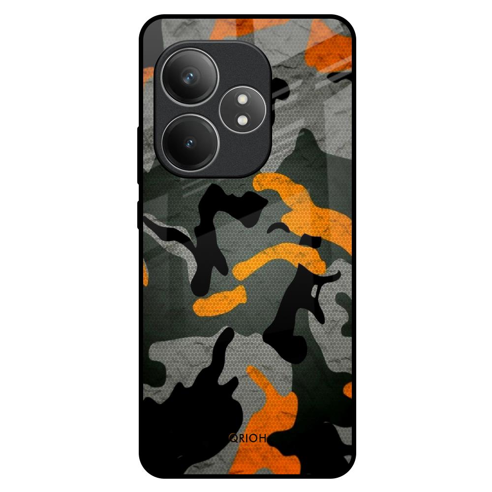 Camouflage Orange Realme GT 6 5G Glass Back Cover Online