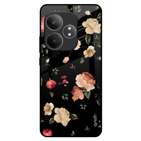 Black Spring Floral Realme GT 6 5G Glass Back Cover Online