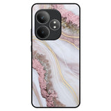 Pink & Gold Gllitter Marble Realme GT 6 5G Glass Back Cover Online