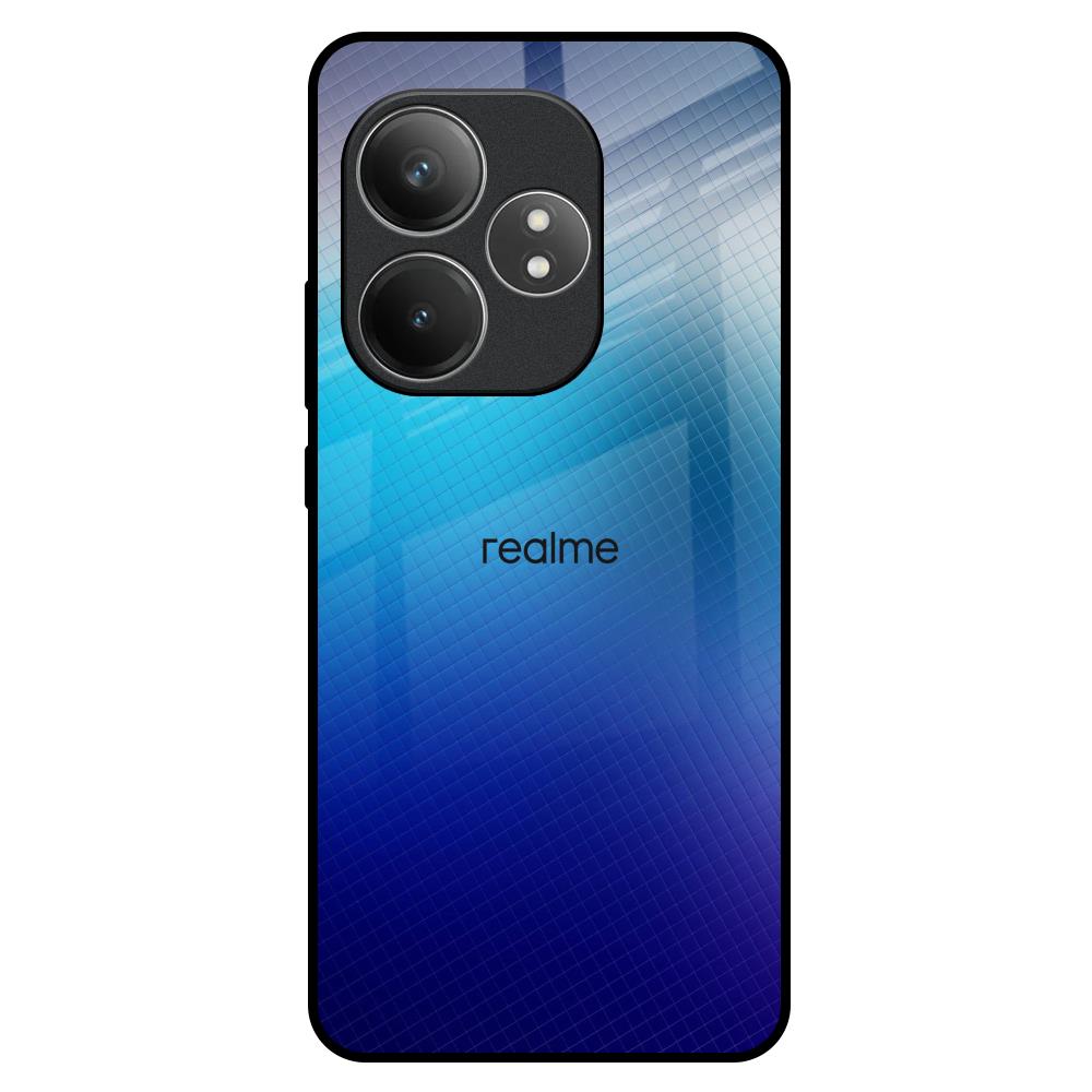 Blue Rhombus Pattern Realme GT 6 5G Glass Back Cover Online