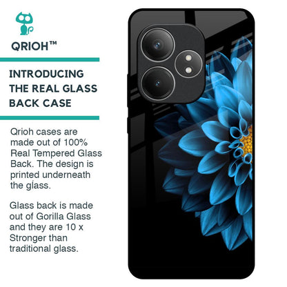 Half Blue Flower Glass Case for Realme GT 6 5G